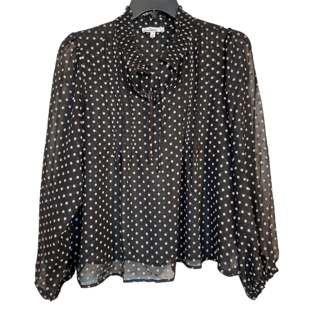 Sam Edelman Black Polka Dot Chiffon Blouse